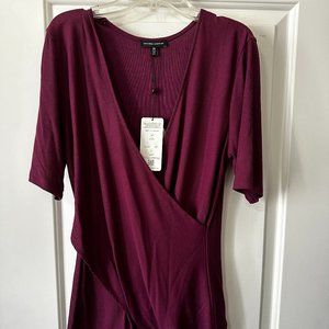 Purple Universal Standard Short Sleeved Wrap Blouse, size L